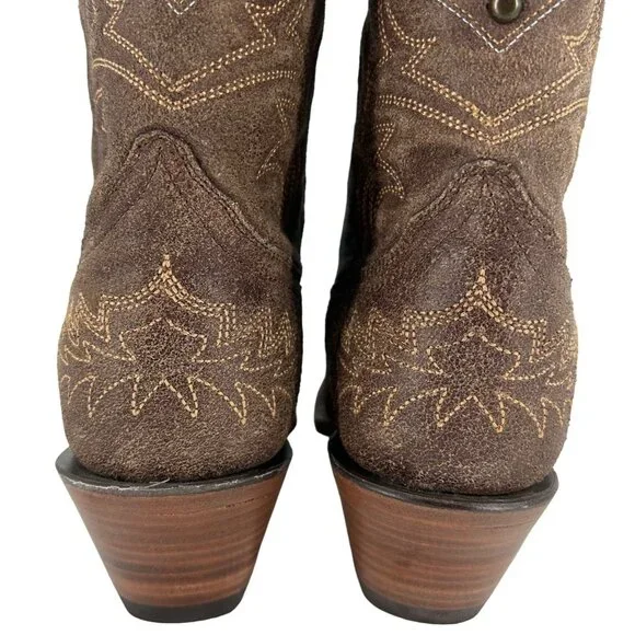 Corral Boots Women's 8M Brown Suede Leather Studded Ropers Cowboy Western Boots - Picture 9 of 16